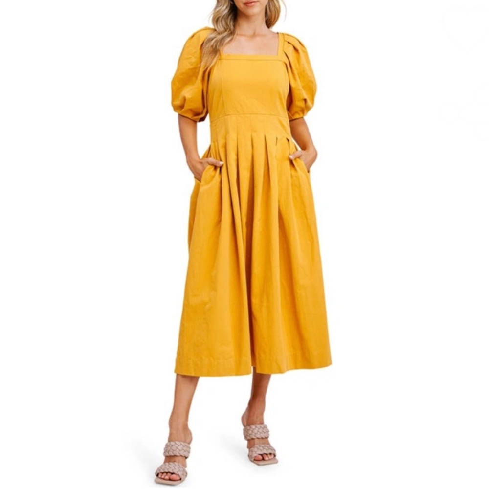En Saison Square Neck Cotton Midi Dress Size M